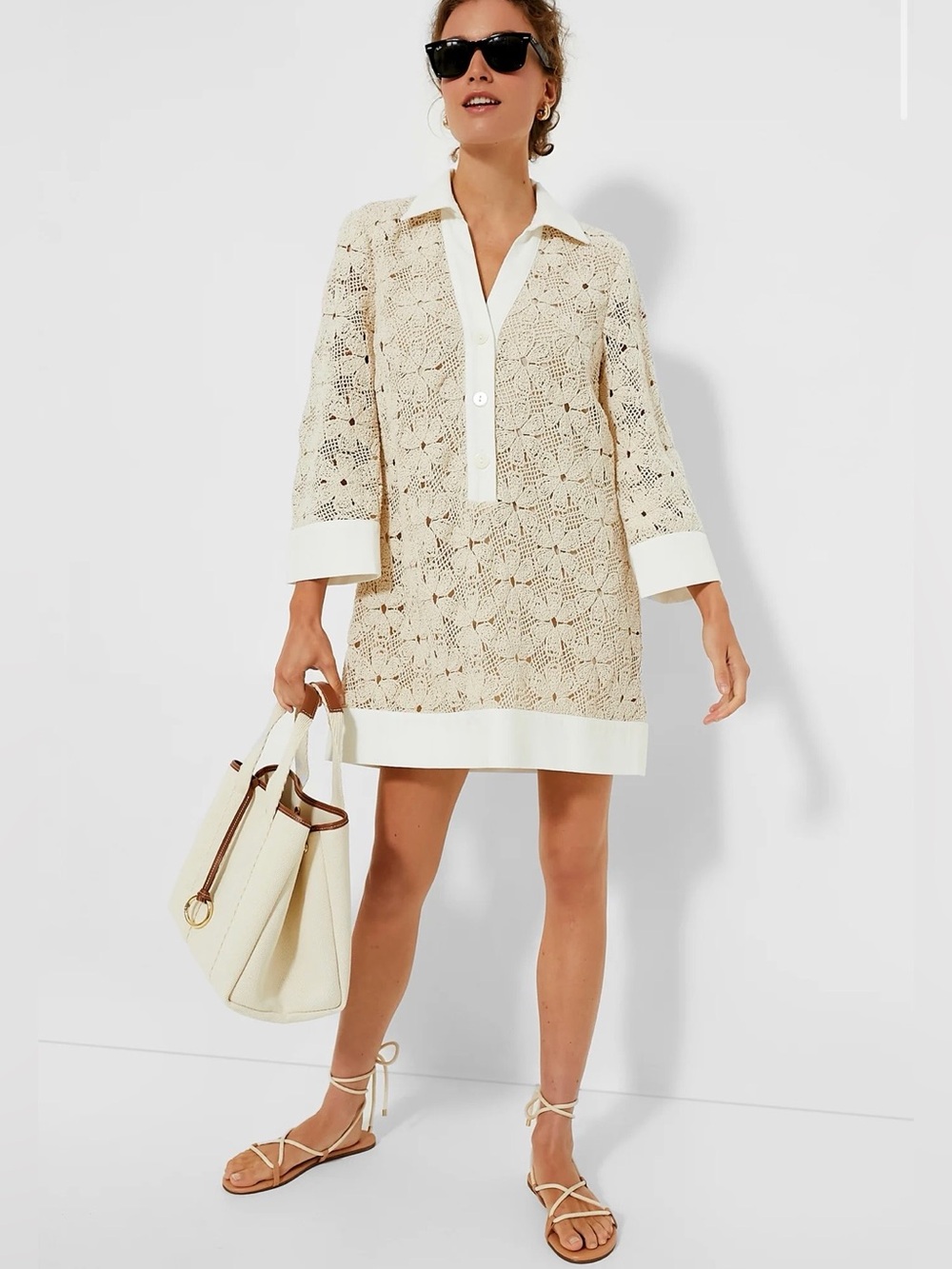 TUCKERNUCK Tan Crochet Collier Dress